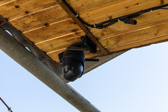 Outdoor Security Camera Mounted Under Roof