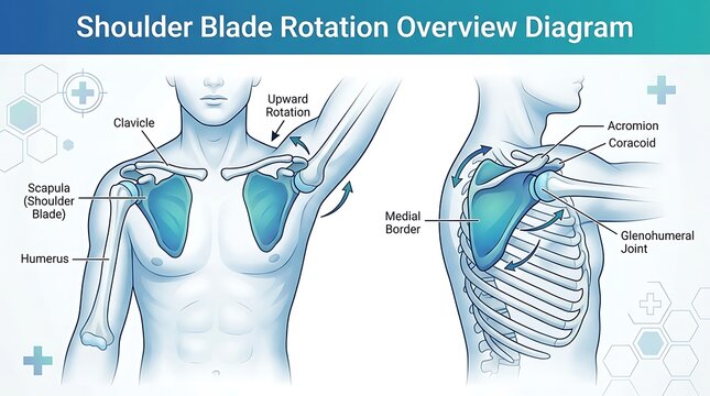 Shoulder Blade Scapular Rotation Anatomy Educational Diagram