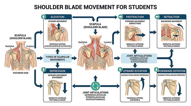 Shoulder Blade Movement Anatomy Educational Infographic Chart