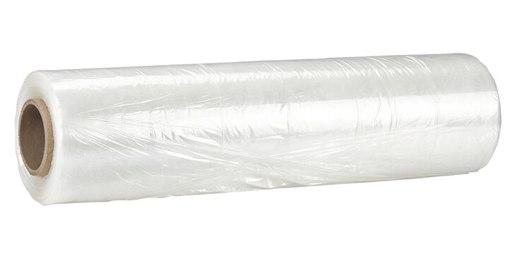 Clear stretch roll isolated on white background p n g a i generated stretch plastic wrap transparent