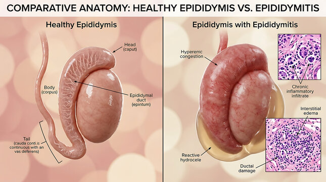 Healthy Epididymis Versus Epididymitis Acute Inflammation and Ductal Damage