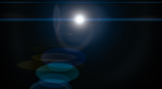 Flare overlay sun light len effect. Clean blue horizontal anamorphic line. Subtle cinematic flash for professional grading