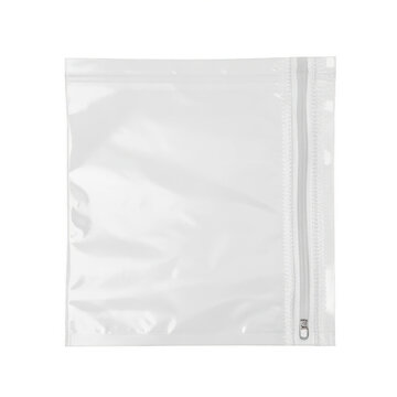 Transparent plastic zipper bag with white background isolated p n g a i generated transparent plastic bag