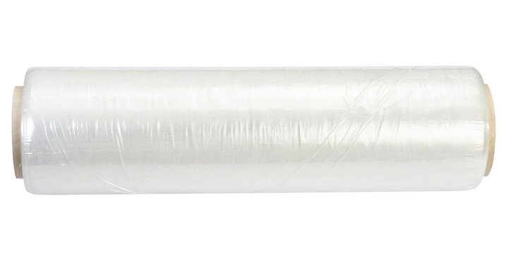 Transparent stretch roll isolated on white background p n g a i generated transparent stretch plastic wrap roll