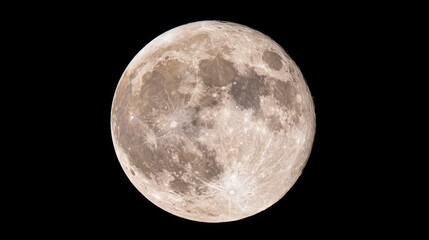 Obraz premium Growth concept with detailed full moon surface showing craters and maria in night sky