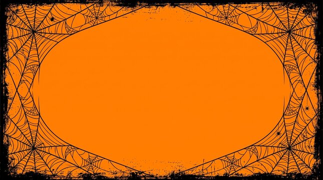 orange background with black spider web border