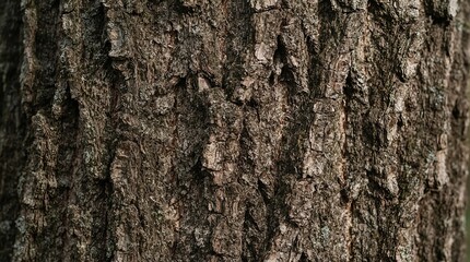 Naklejka premium Rough Tree Bark Texture Close Up with Natural Brown Wood Grain Pattern, Weathered Trunk Surface, Rustic Forest Background and Organic Botanical Detail