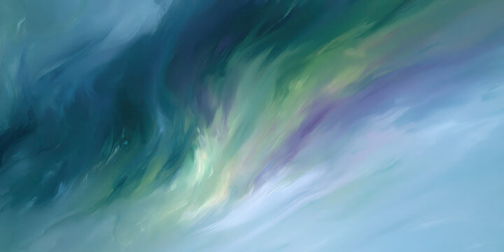 abstract oceanic wave painting with swirling teal violet currents and golden sparkles for wellness branding web design advertising backgrounds evoking serene fluid motion
