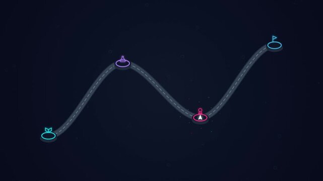 Gamified Learning Path with Interactive Progress Icons and Educational Elements Motion Graphic