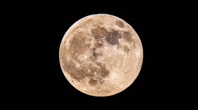 Expanding Horizon concept with a high resolution full moon glowing in space showing lunar craters and maria