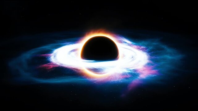 Creation of a realistic black hole in deep outer space with bright glowing accretion disk animation. When a Neutron star dies.