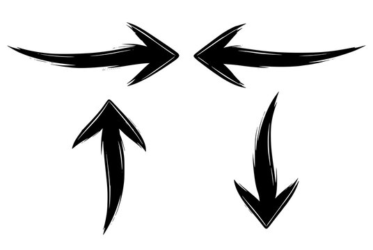 arrow marker set isolated png mark hand draw, left, rigth, up and down