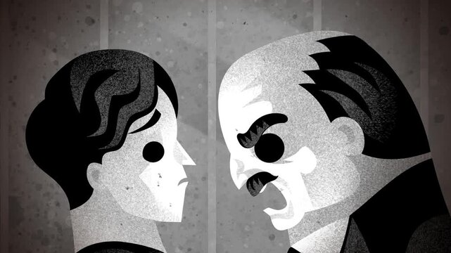 angry boss yelling at employee in office cartoon