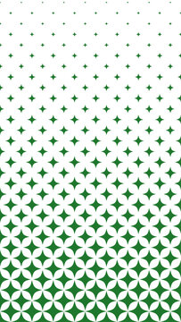 Green geometric halftone pattern.
