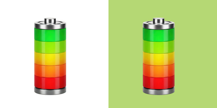 Full energy battery indicator showing charge levels for modern electronic devices transparent png
