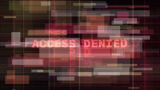 Access denied message with shifting translucent rectangles on abstract digital grid background