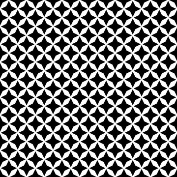 Stenciled Vector geometric seamless pattern. Repeating monochrome geometric pattern with circle flower