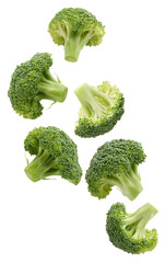 Fototapeta premium Splahing broccoli pieces isolated