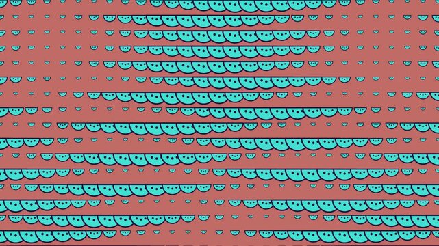 Cyan Watermelon Slice Horizontal Wave Pattern
