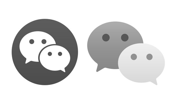 Wechat logo shown in two icon variations for messaging platform and illustrative editorial.