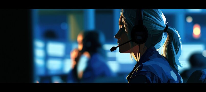 Dispatcher communicates update while colleague confirms in operations center