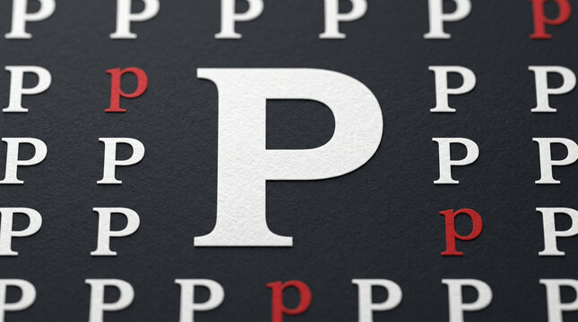 Large White Letter P Stands Out Among Small Red and White Ps