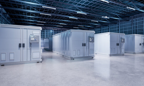 Energy storage systems or battery container units in factory