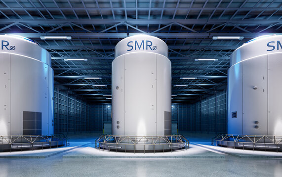 Group of smr or small modular nuclear reactors power plant
