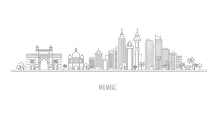 Fototapeta premium Mumbai Skyline Silhouette: Iconic Landmarks and Modern Architecture