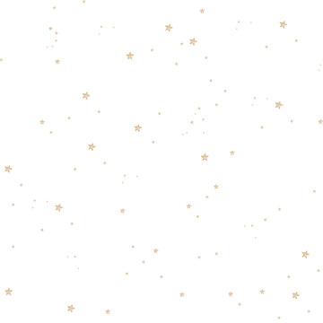 Seamless charming pattern of hand-drawn watercolor gold stars scattered on a plain white background. repeat ornament with stars playful, naive, children's style illustration aesthetic.