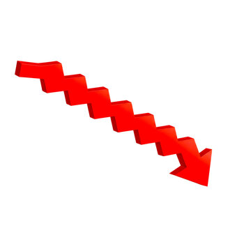 Red downward zigzag arrow icon