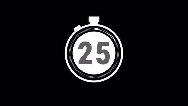 30 second countdown stopwatch alarm animation 4k	