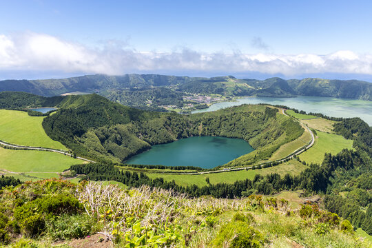 Azores Sete Cidades on Sao Miguel island volcanic lake in Portugal