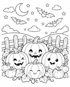 Fun halloween coloring page with adorable ghosts pumpkins and spooky designs perfect for children to enjoy