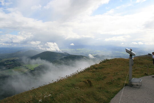 chain of volcanos at the puy-de-d&ocirc;me in auvergne in france 