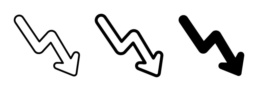 Down Trend Arrows, Declining Graph Icons, Negative Growth Symbols, Business Charts
