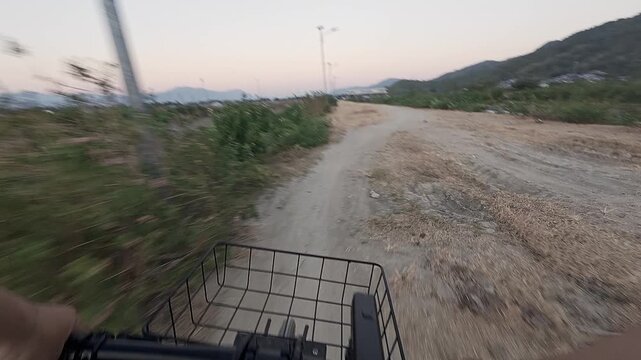 First Person View Riding Bicycle on Rural Path