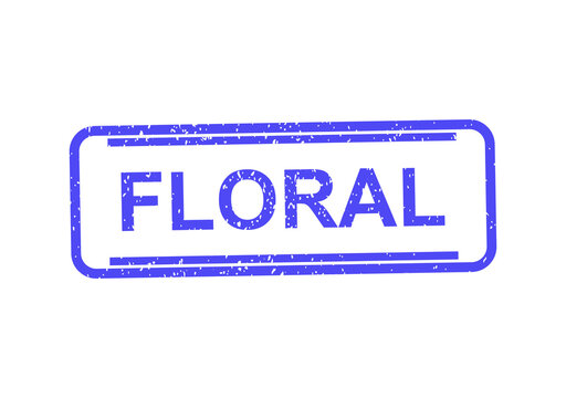 Blue floral rubber stamp effect text