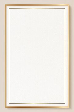 Vertical minimalist frame with gold border on textured white background