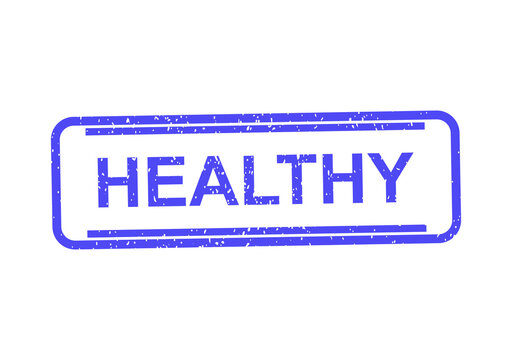 Blue healthy rubber stamp impression
