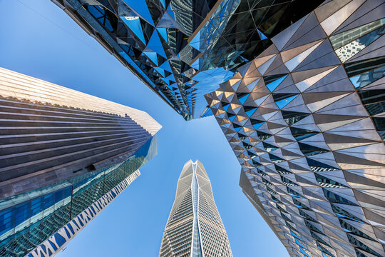 Riyadh skyline KAFD King Abdullah Financial District banks offices skyscrapers in Riyadh, Saudi Arabia