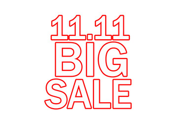 Fototapeta premium 11.11 Big Sale Promotional Text Graphic with Red Outline for Shopping Discount and E-Commerce Campaign