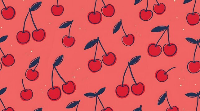 Cute cherry fruits pattern background design