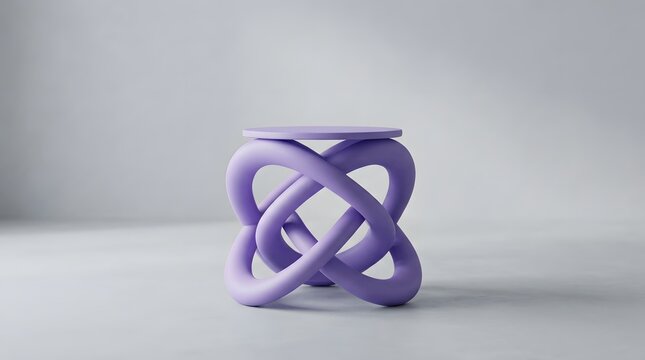 Abstract purple knot stool with fluid sculptural design for modern living space decor.