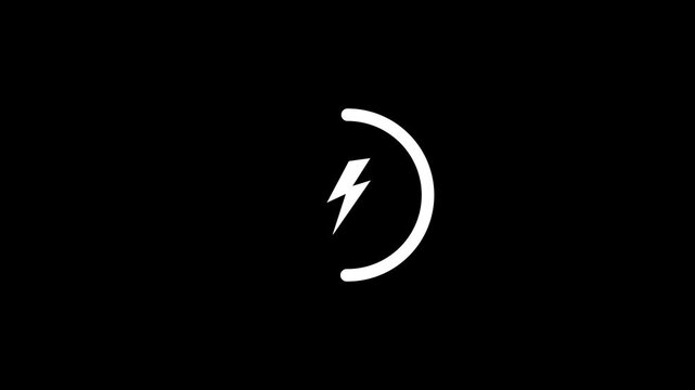 Lightning Bolt Circle Icon Animation on black Background 4 k video...