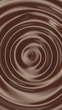 Extreme Closeup slow motion Chocolate cream swirl clean ripple. Motion texture concept for food and drink concept idea. 4K animation. 
