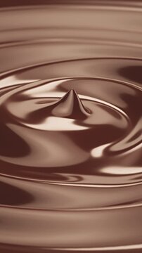 Extreme Closeup slow motion Chocolate cream swirl clean ripple. Motion texture concept for food and drink concept idea. 4K animation.	
