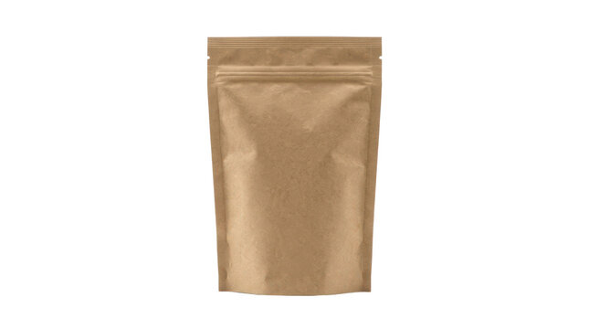 Kraft paper pouch bag isolated on transparent background