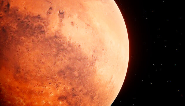 Close view of a rocky terrestrial planet