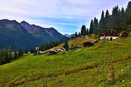 Austrian Alps - view of the Alm Museum near Kappl